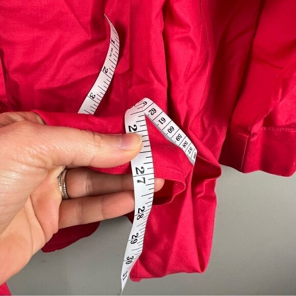 Chico’s no iron 3/4 sleeve fuchsia pink pleated boxy swing button down 3.5 18 XL - Picture 10 of 11